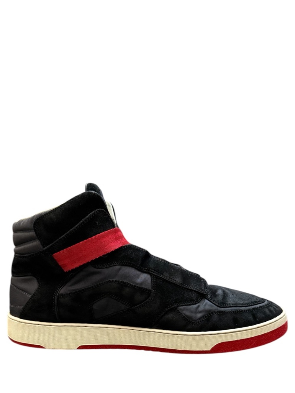LOUIS VUITTON - BLACK RED GRAY WHITE NYLON SUEDE “SLIPSTREAM” HIGH TOP SNEAKERS - Picture 7 of 15